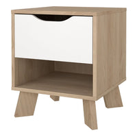 Thumbnail for Ikast Nightstand 1 Drawer in Jackson Hickory and White