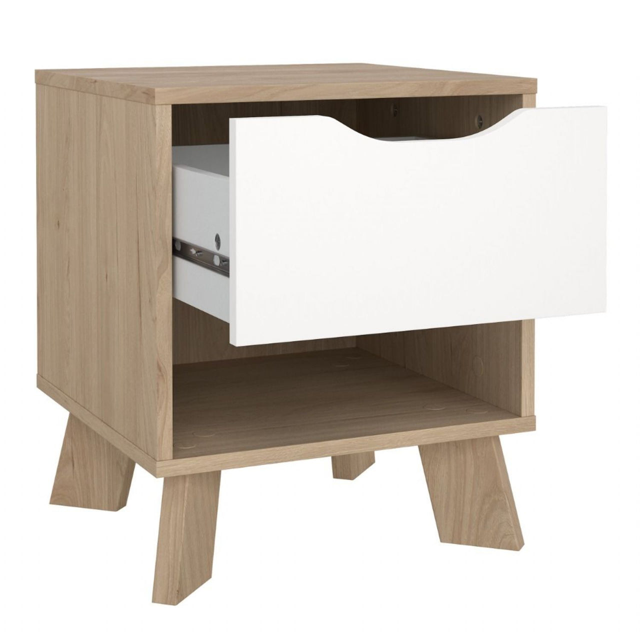 Ikast Nightstand 1 Drawer in Jackson Hickory and White