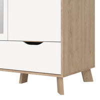 Thumbnail for Ikast Wardrobe 3 Doors and 2 Drawers with Mirror in Jackson Hickory and White