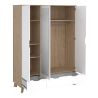 Thumbnail for Ikast Wardrobe 3 Doors and 2 Drawers with Mirror in Jackson Hickory and White