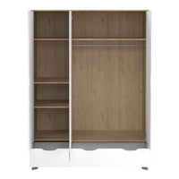 Thumbnail for Ikast Wardrobe 3 Doors and 2 Drawers with Mirror in Jackson Hickory and White