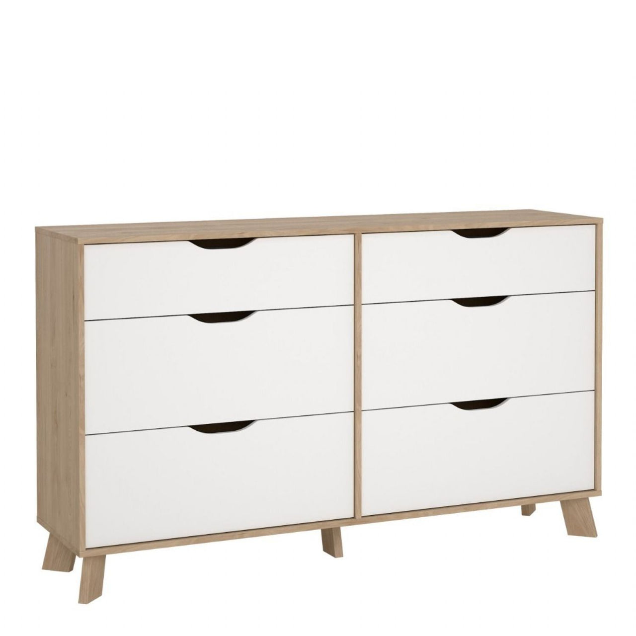 Ikast 6 Drawers Double Dresser in Jackson Hickory and White