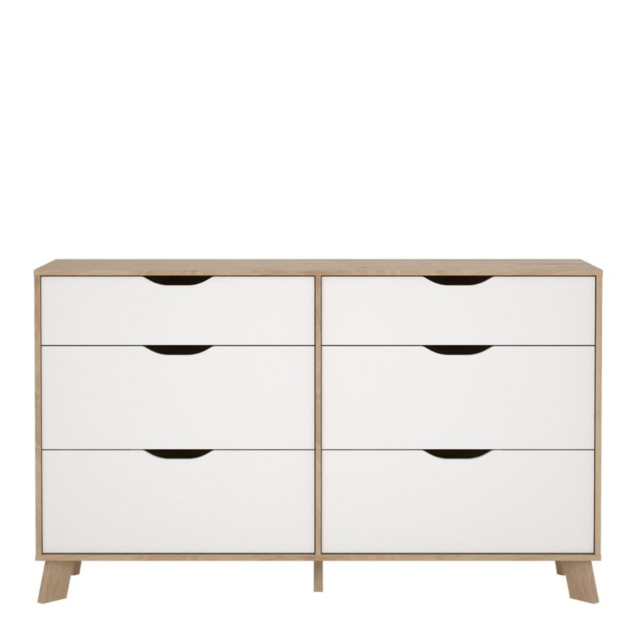 Ikast 6 Drawers Double Dresser in Jackson Hickory and White