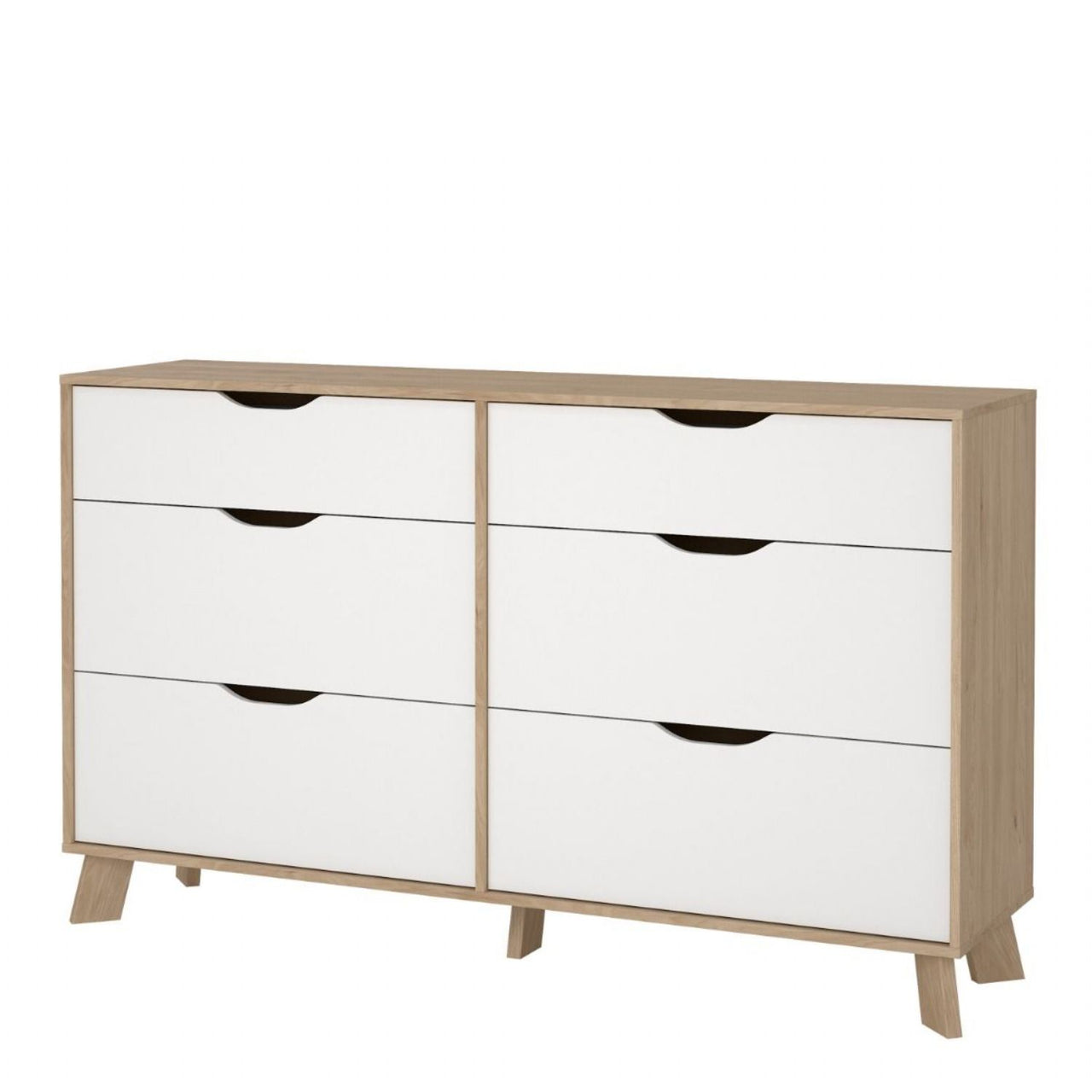 Ikast 6 Drawers Double Dresser in Jackson Hickory and White