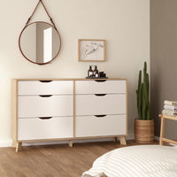 Thumbnail for Ikast 6 Drawers Double Dresser in Jackson Hickory and White