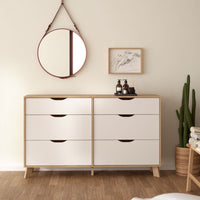 Thumbnail for Ikast 6 Drawers Double Dresser in Jackson Hickory and White