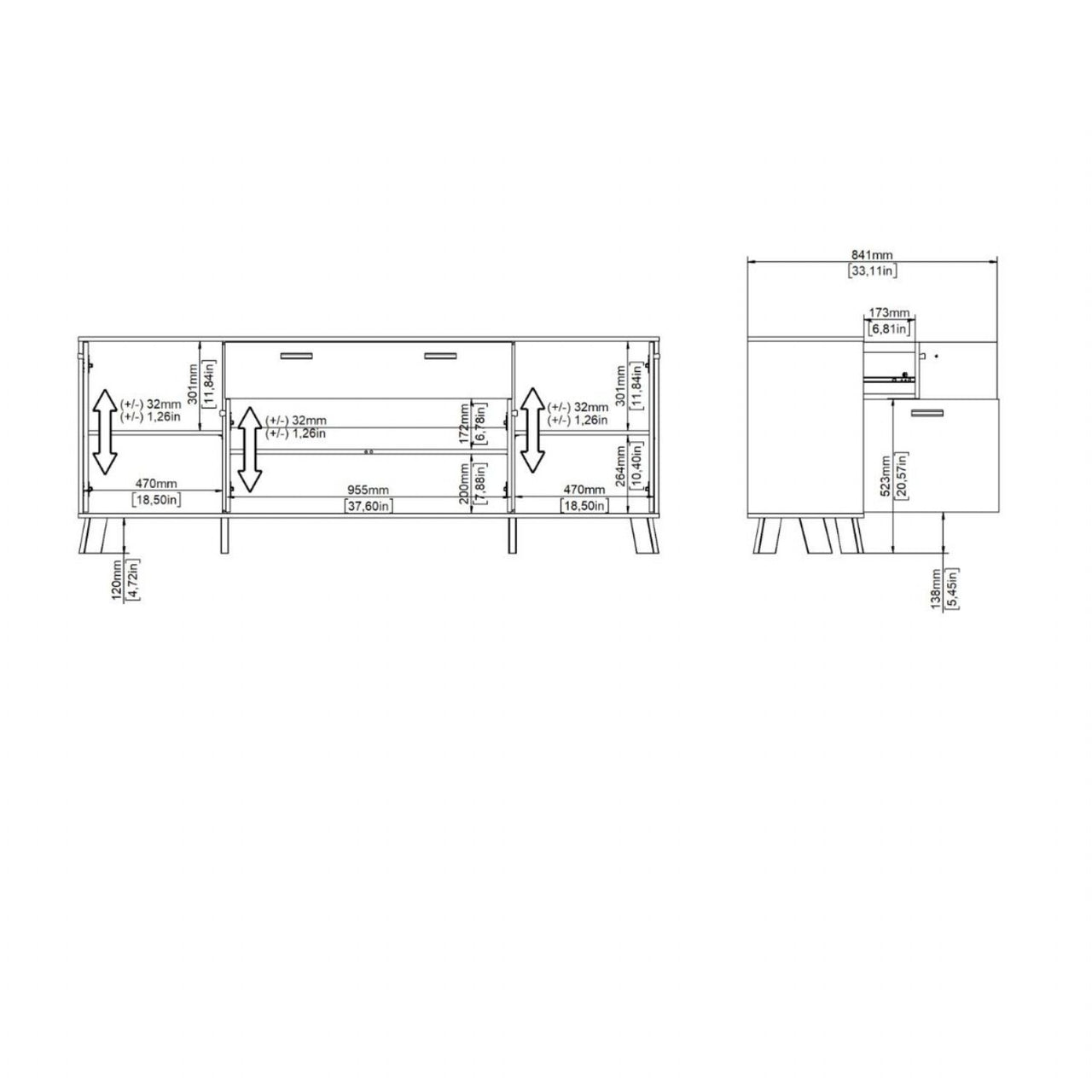 Ikast Sideboard 4 Doors + 1 Drawer in Jackson Hickory and White