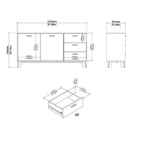 Thumbnail for Ikast Sideboard 2 Doors + 3 Drawers in Jackson Hickory and White