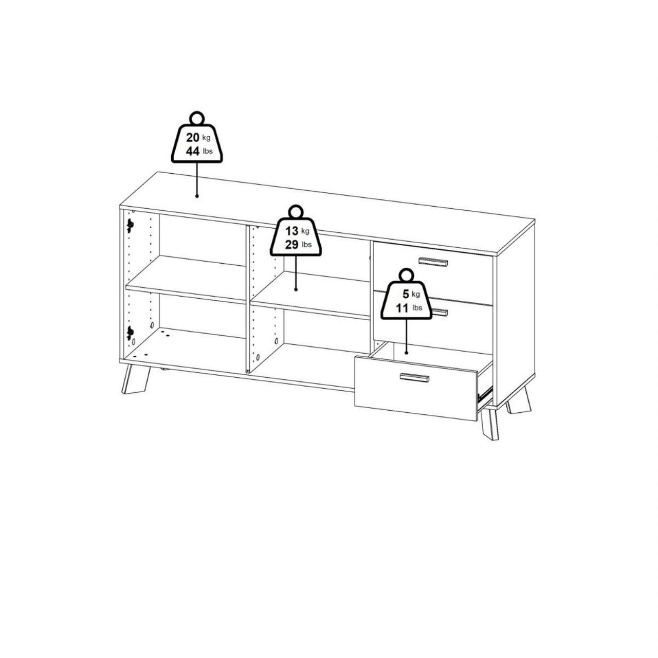 Ikast Sideboard 2 Doors + 3 Drawers in Jackson Hickory and White