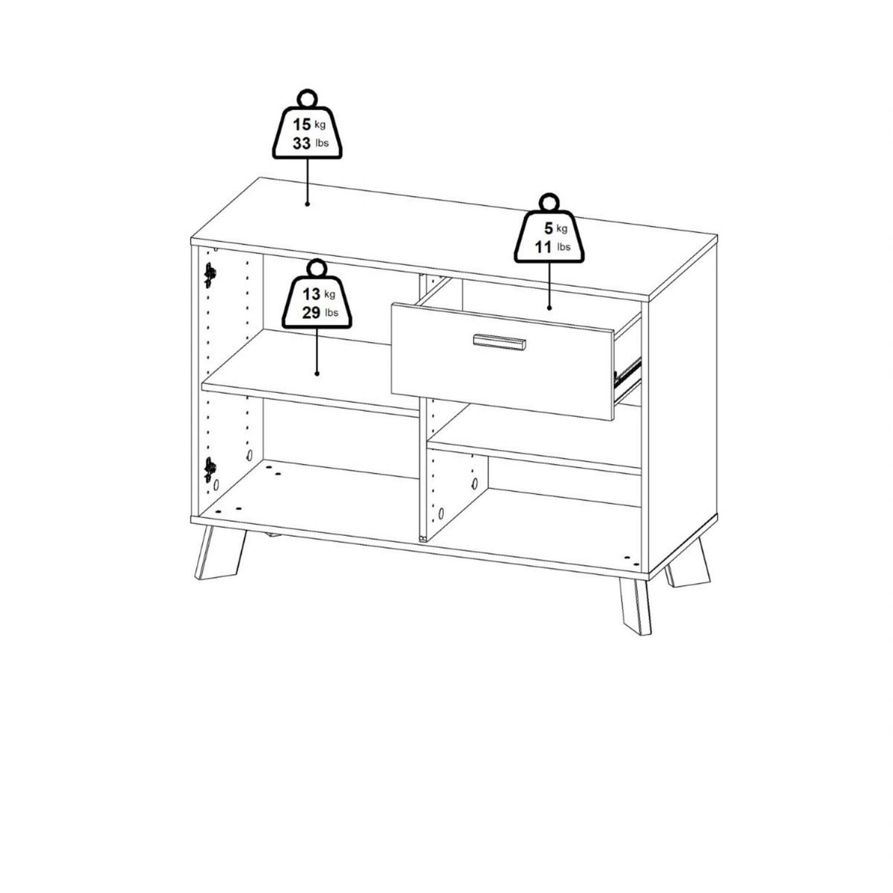 Ikast Sideboard 2 Doors + 1 Drawer in Jackson Hickory and White