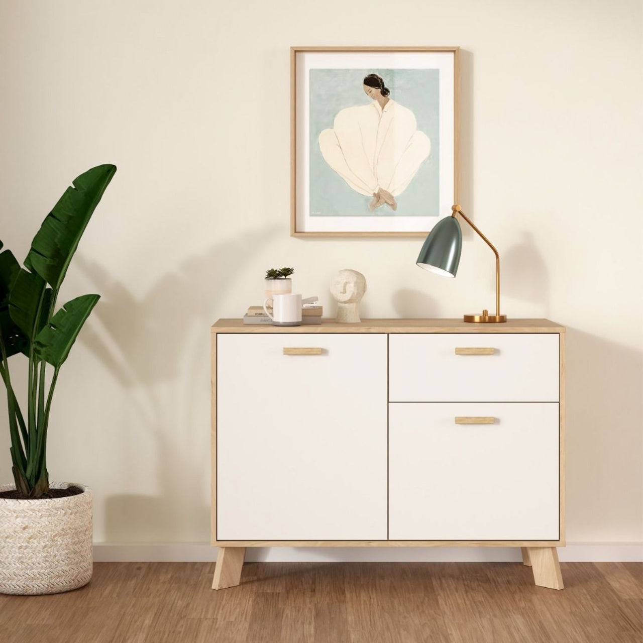 Ikast Sideboard 2 Doors + 1 Drawer in Jackson Hickory and White