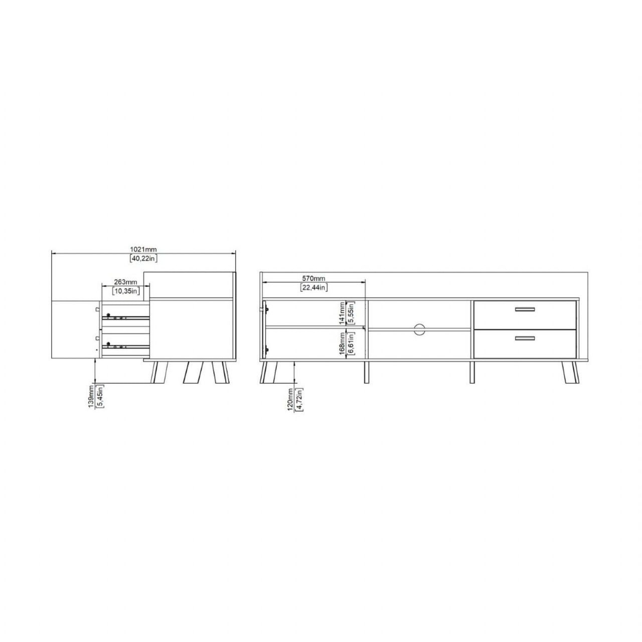 Ikast TVunit with 1 Door + 2 Drawers in Jackson Hickory and White