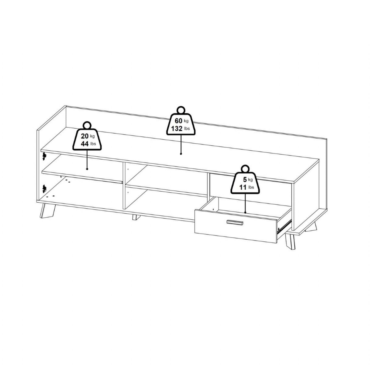 Ikast TVunit with 1 Door + 2 Drawers in Jackson Hickory and White