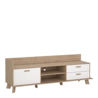 Thumbnail for Ikast TVunit with 1 Door + 2 Drawers in Jackson Hickory and White