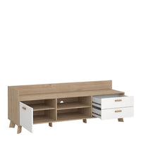 Thumbnail for Ikast TVunit with 1 Door + 2 Drawers in Jackson Hickory and White