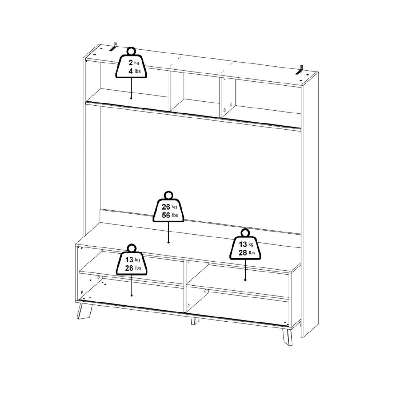 Ikast TVWall Unit with 2 Sliding Doors in Jackson Hickory and White