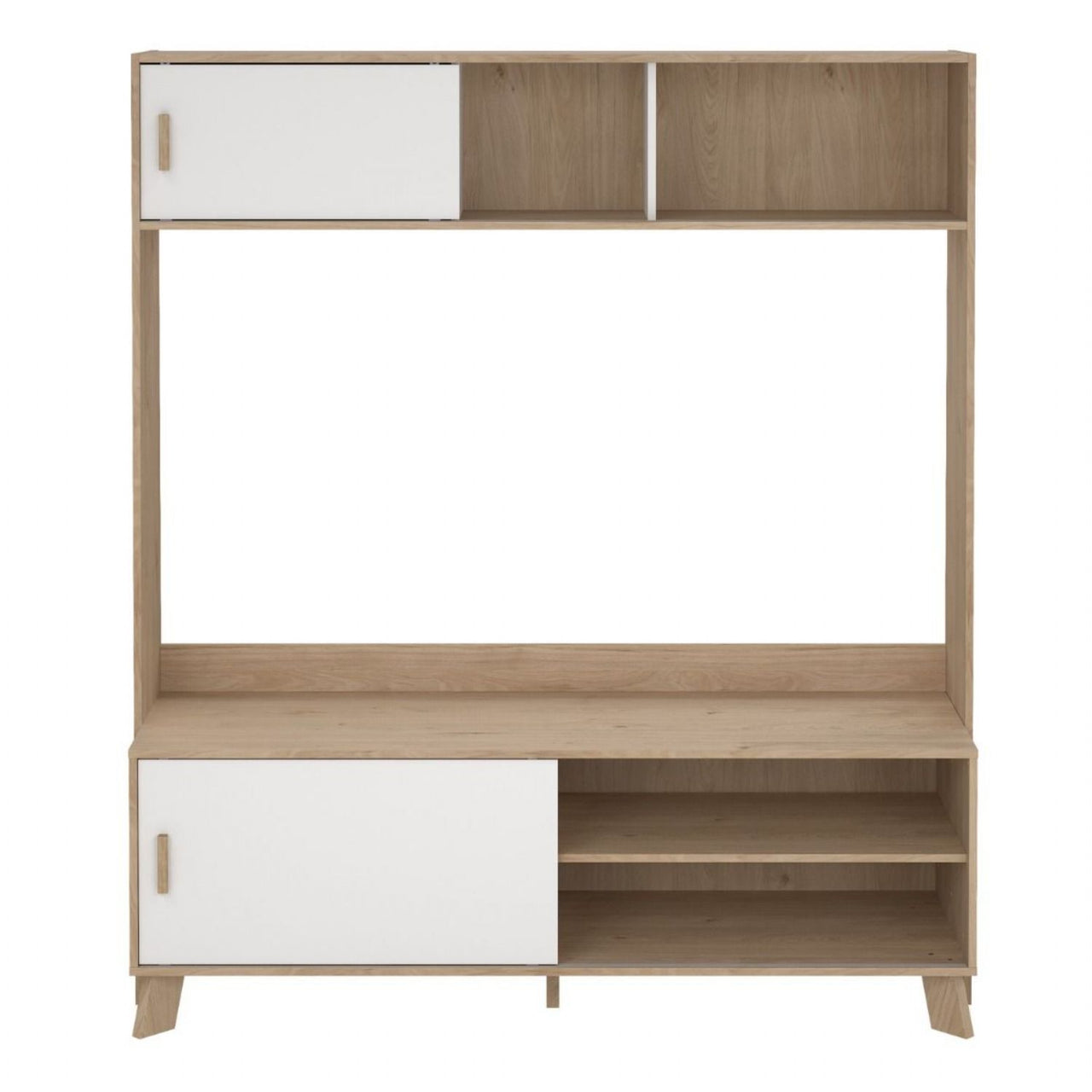 Ikast TVWall Unit with 2 Sliding Doors in Jackson Hickory and White