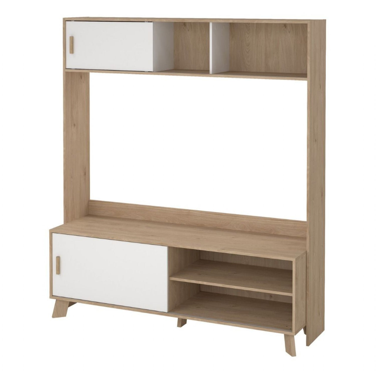 Ikast TVWall Unit with 2 Sliding Doors in Jackson Hickory and White