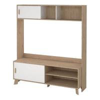 Thumbnail for Ikast TVWall Unit with 2 Sliding Doors in Jackson Hickory and White