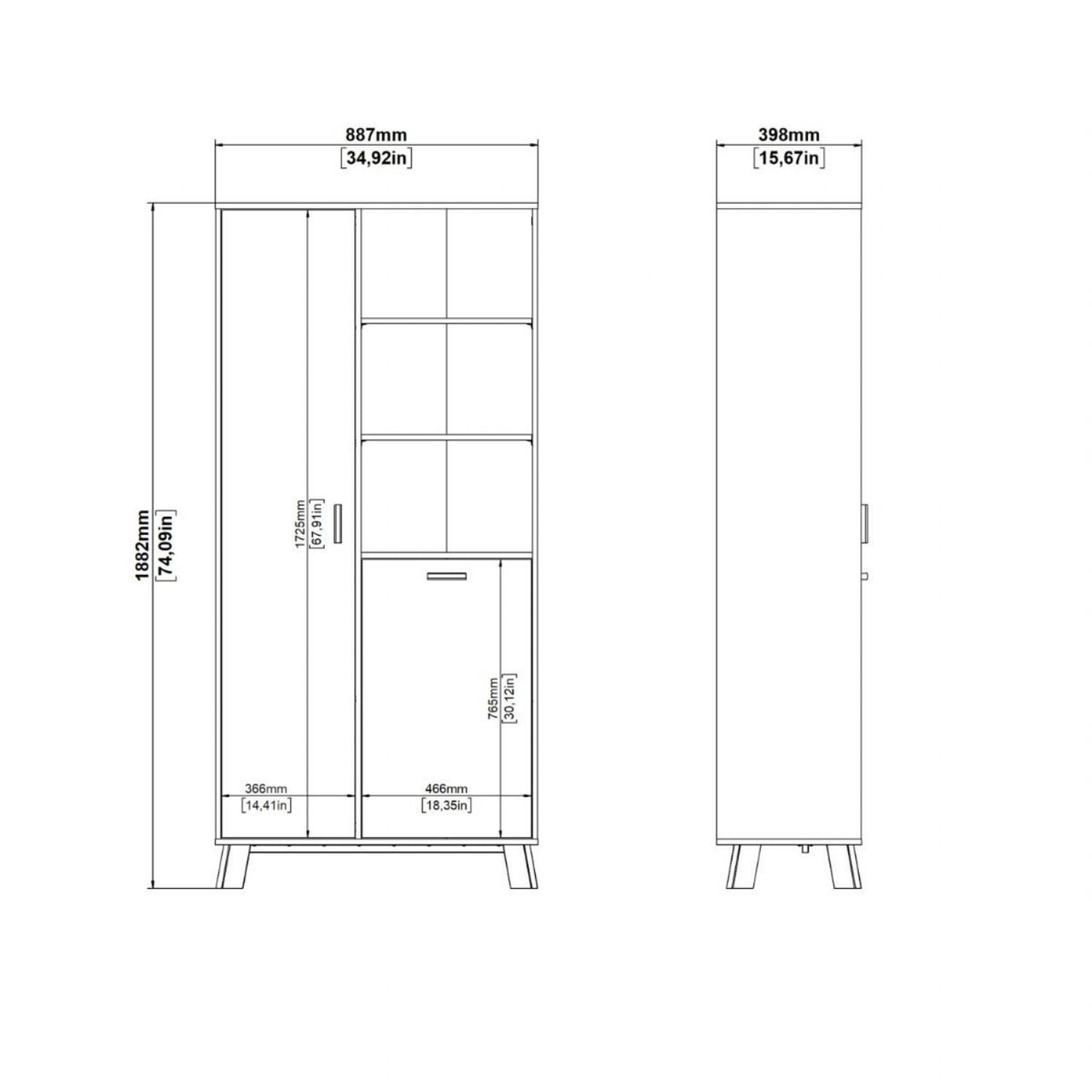 Ikast China Cabinet 2 Doors in Jackson Hickory and White