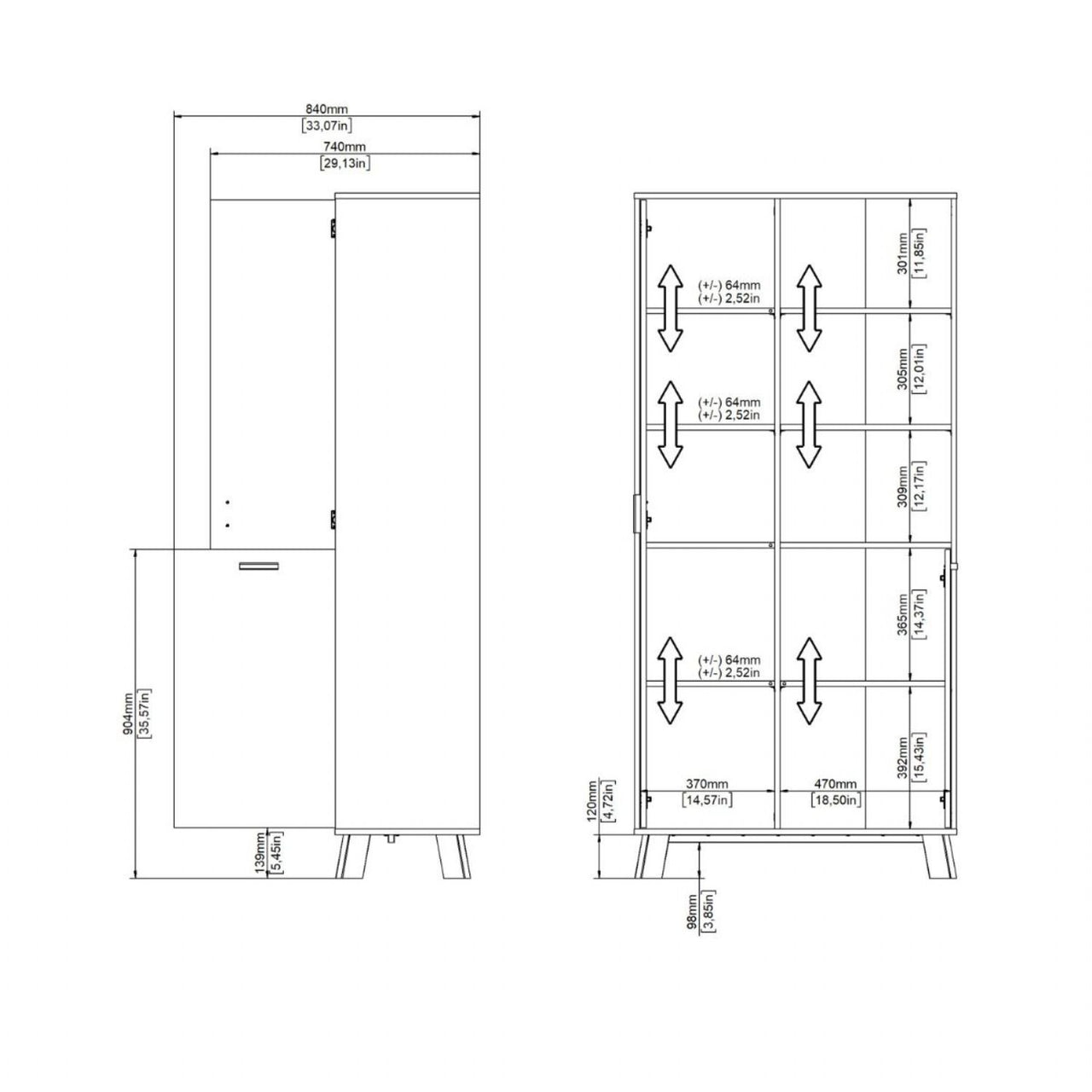 Ikast China Cabinet 2 Doors in Jackson Hickory and White