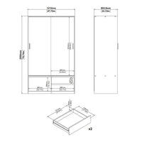 Thumbnail for Line Wardrobe with 2 Sliding Doors 1 Small Door and 2 Drawers in Jackson Hickory Oak