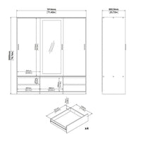 Thumbnail for Line Wardrobe with 2 Sliding Doors 1 Sliding Door with Mirror in Jackson Hickory Oak