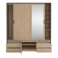 Thumbnail for Line Wardrobe with 2 Sliding Doors 1 Sliding Door with Mirror in Jackson Hickory Oak