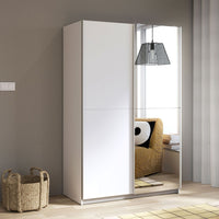 Thumbnail for Babetta Sliding Wardrobe in Matt White with Mirrored Door