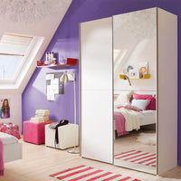 Thumbnail for Babetta Sliding Wardrobe in Matt White with Mirrored Door