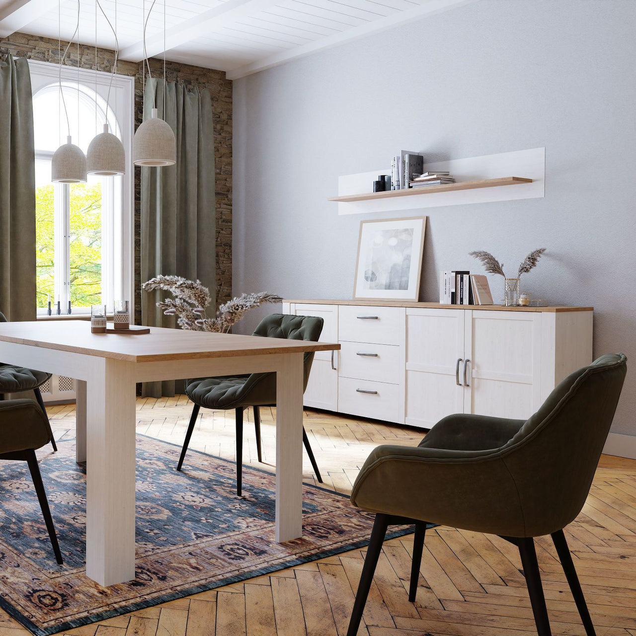 Bohol Extending Dining Table in Riviera Oak White