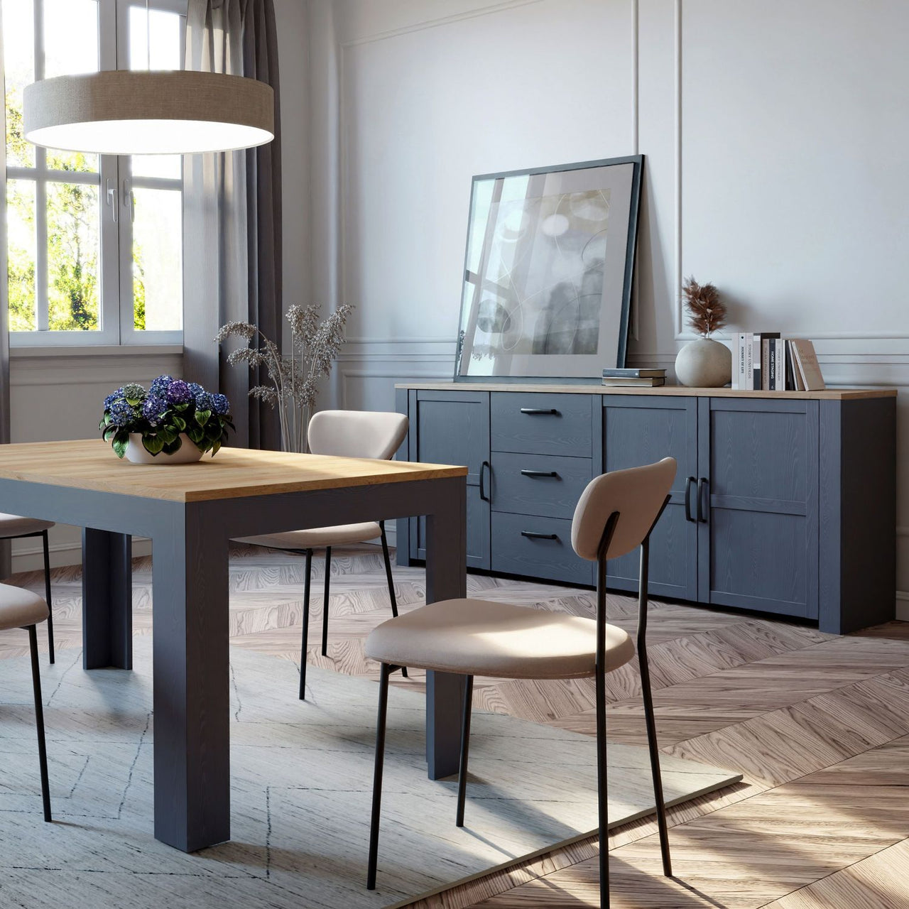 Bohol Large Sideboard in Riviera Oak Navy