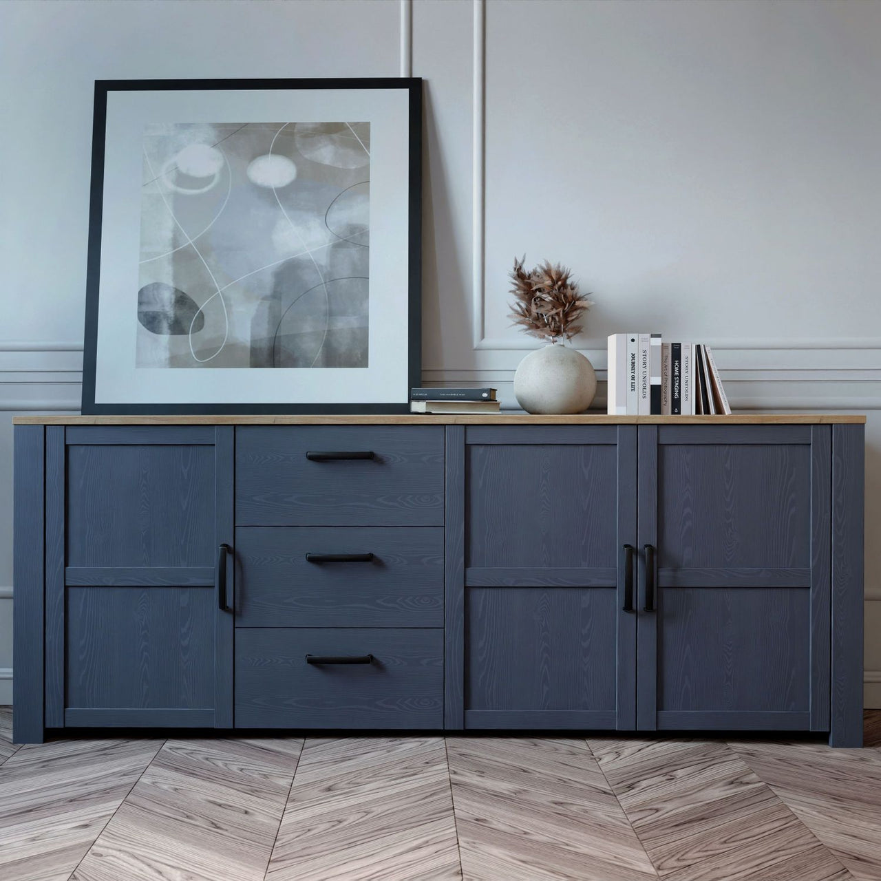 Bohol Large Sideboard in Riviera Oak Navy