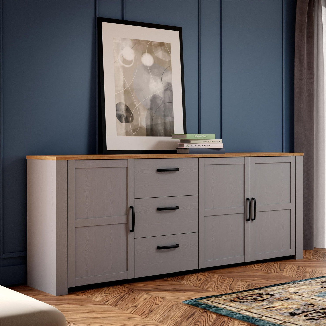 Bohol Large Sideboard in Riviera Oak Grey Oak