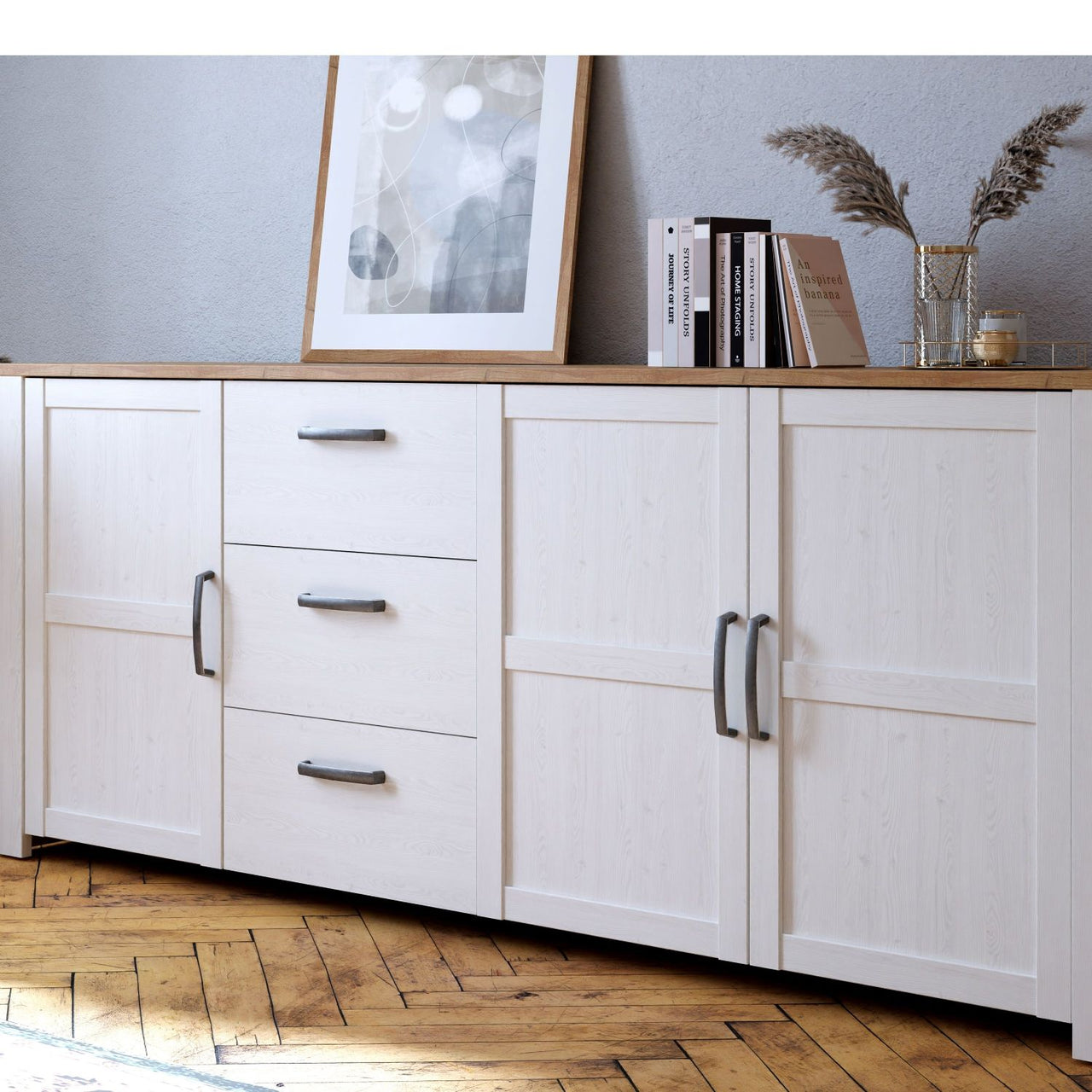 Bohol Large Sideboard in Riviera Oak White