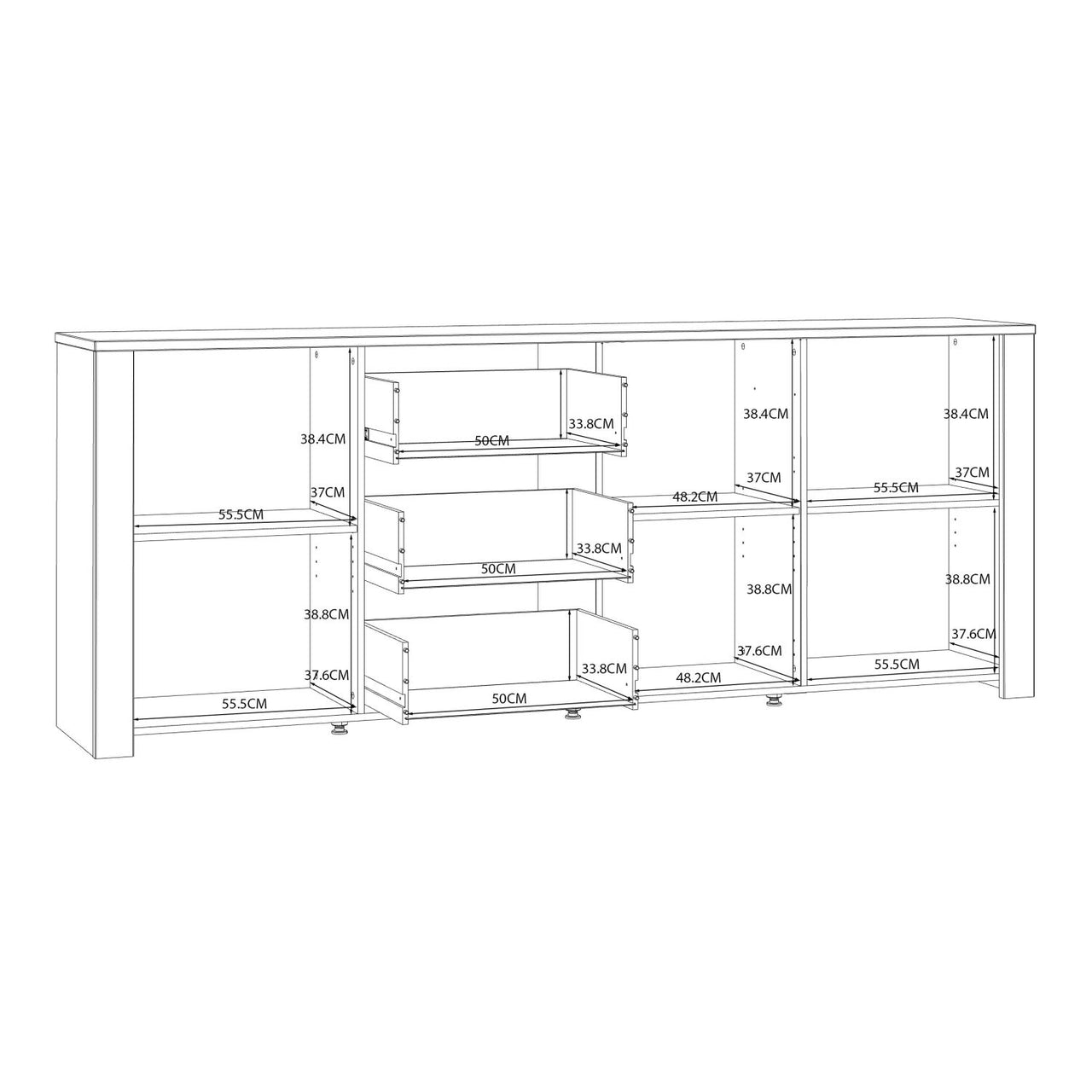 Bohol Large Sideboard in Riviera Oak White