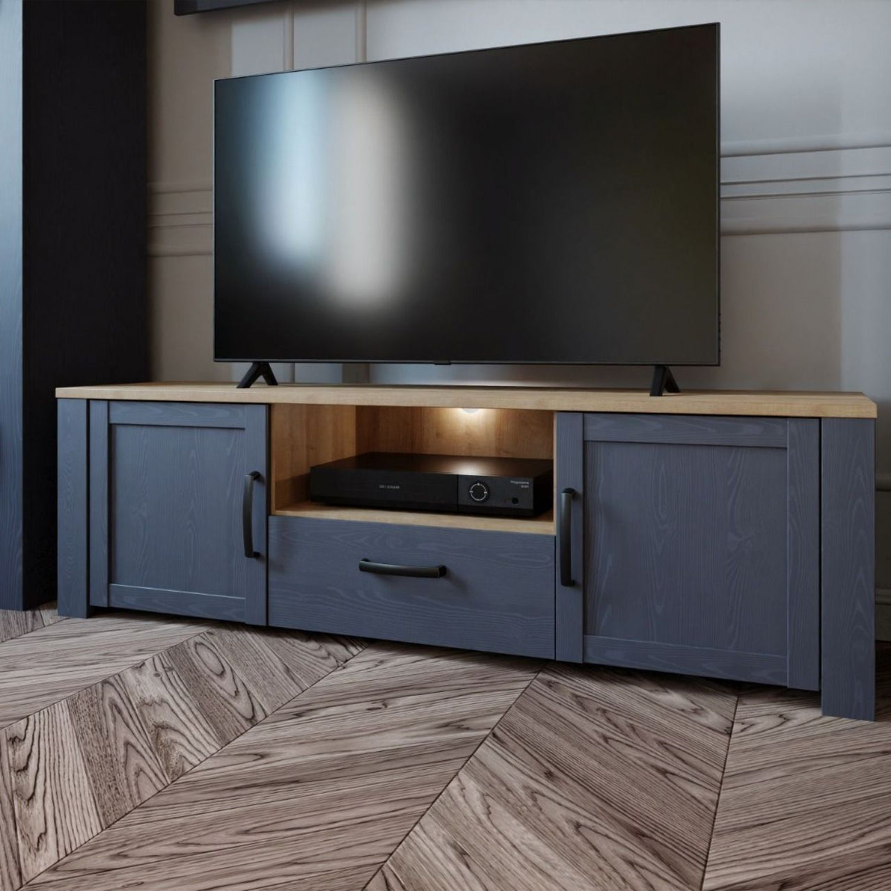 Bohol TV Unit Inc. LED Light in Riviera Oak Navy