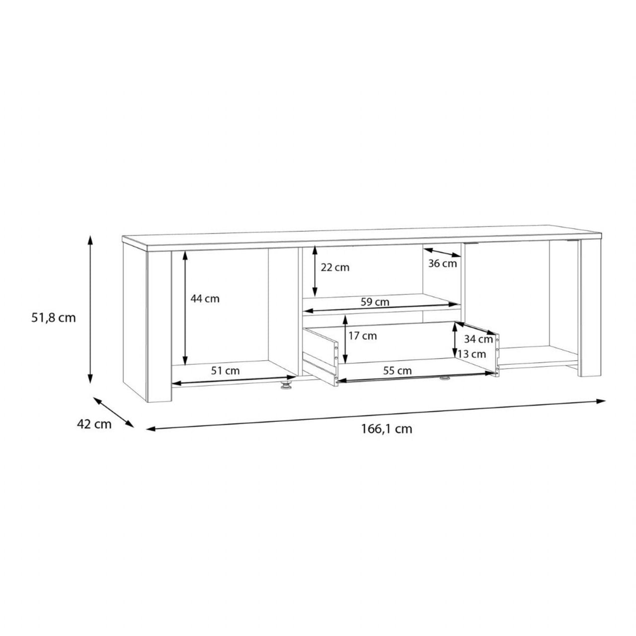 Bohol TV Unit Inc. LED Light in Riviera Oak Grey Oak