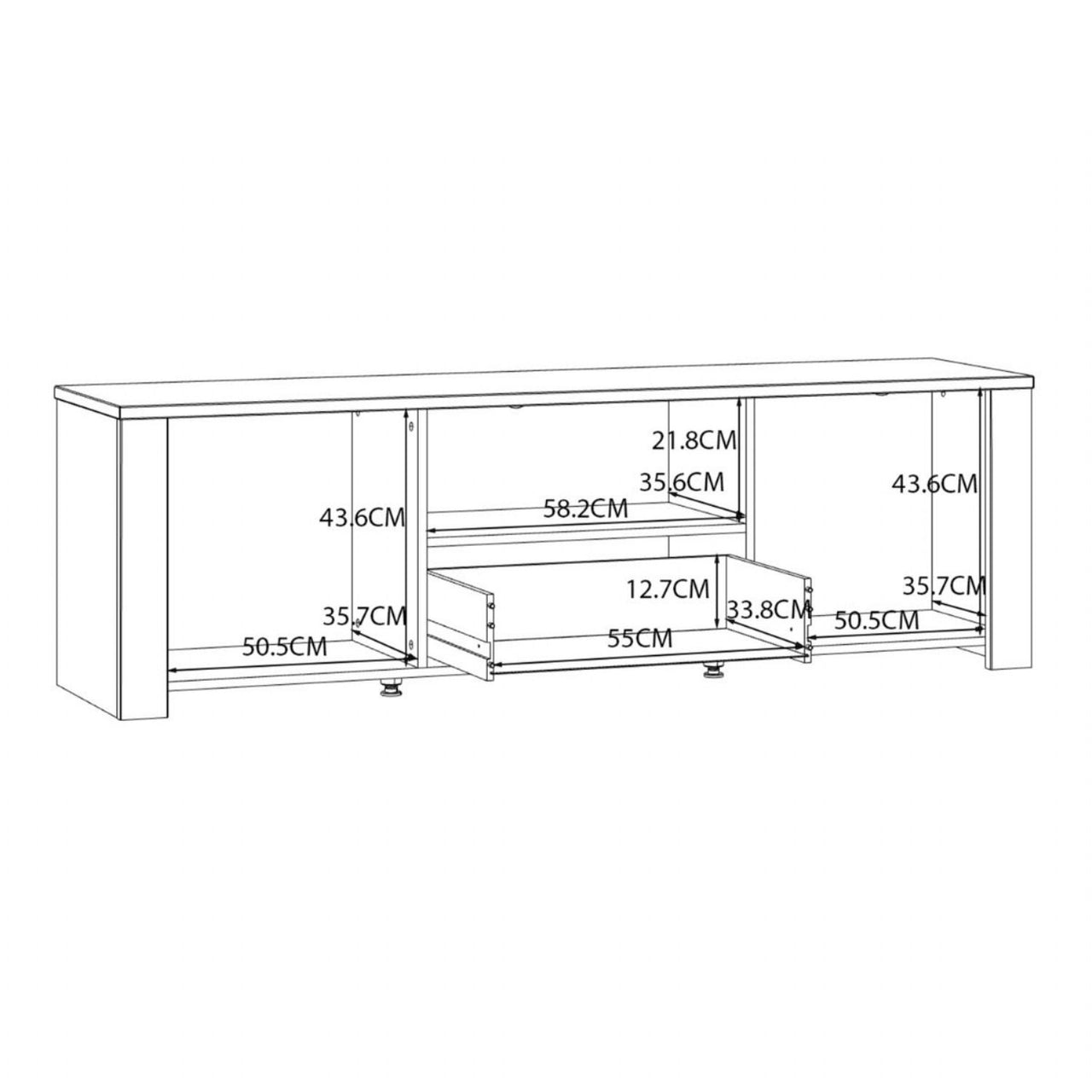 Bohol TV Unit inc. LED Light in Riviera Oak White