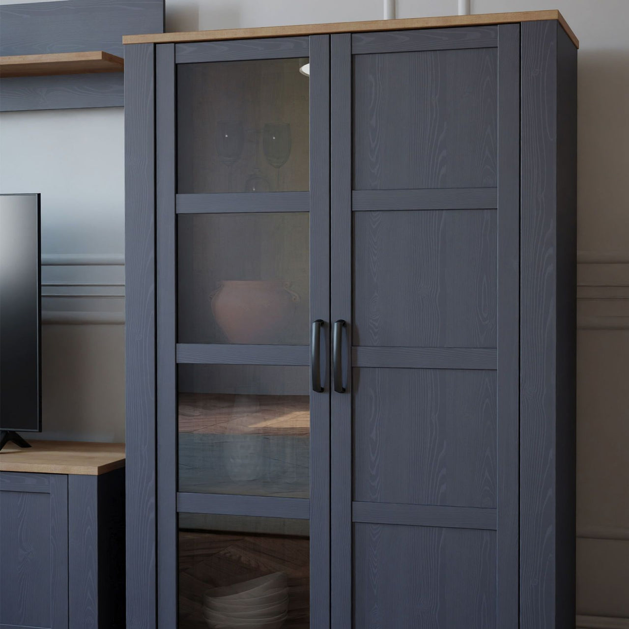 Bohol Display Cabinet in Riviera Oak Navy