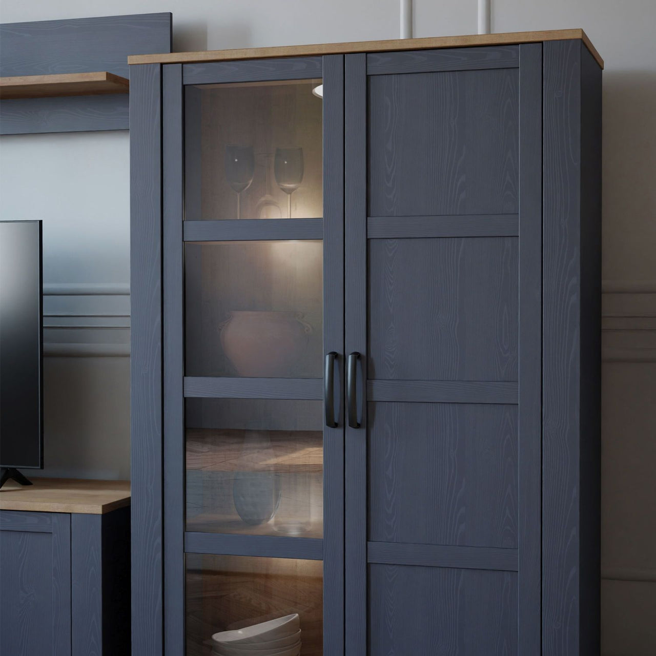 Bohol Display Cabinet in Riviera Oak Navy