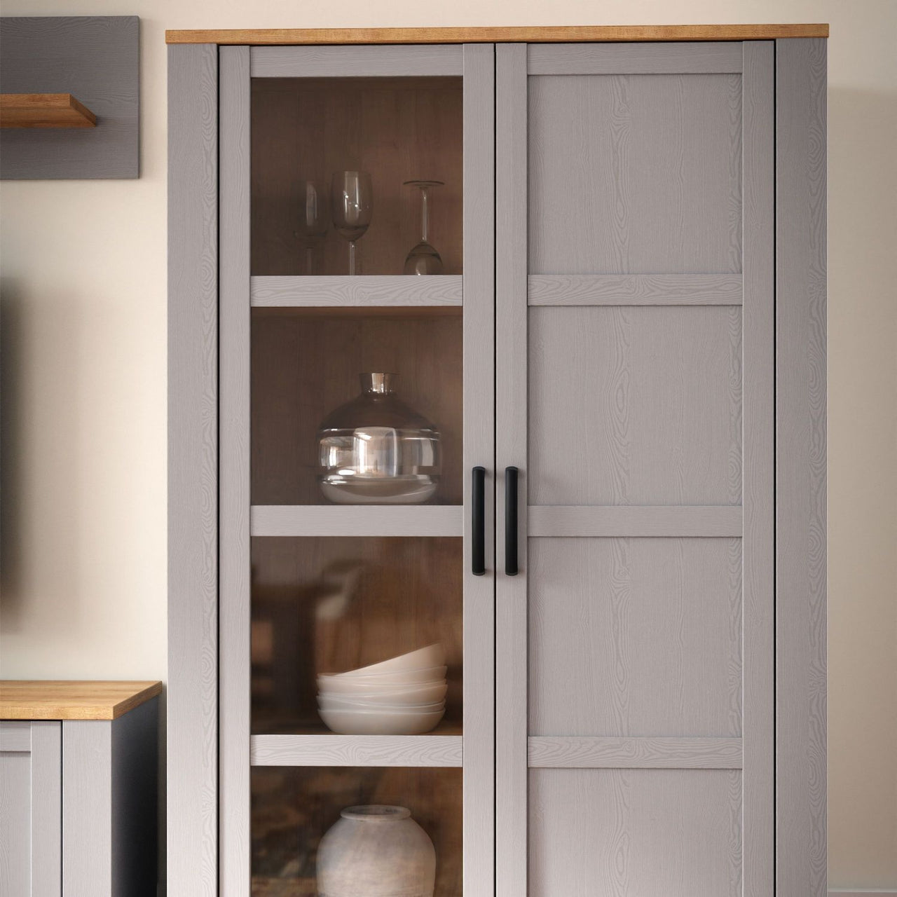 Bohol Display Cabinet in Riviera Oak Grey Oak