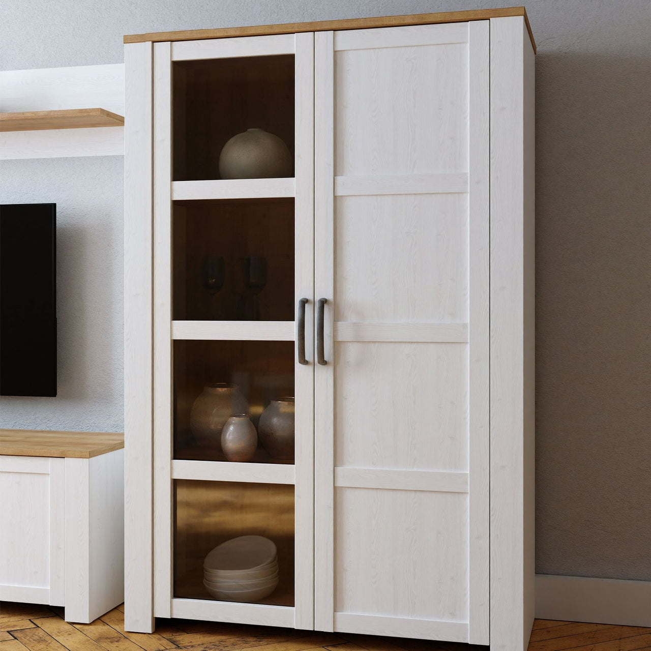 Bohol Display Cabinet in Riviera Oak White