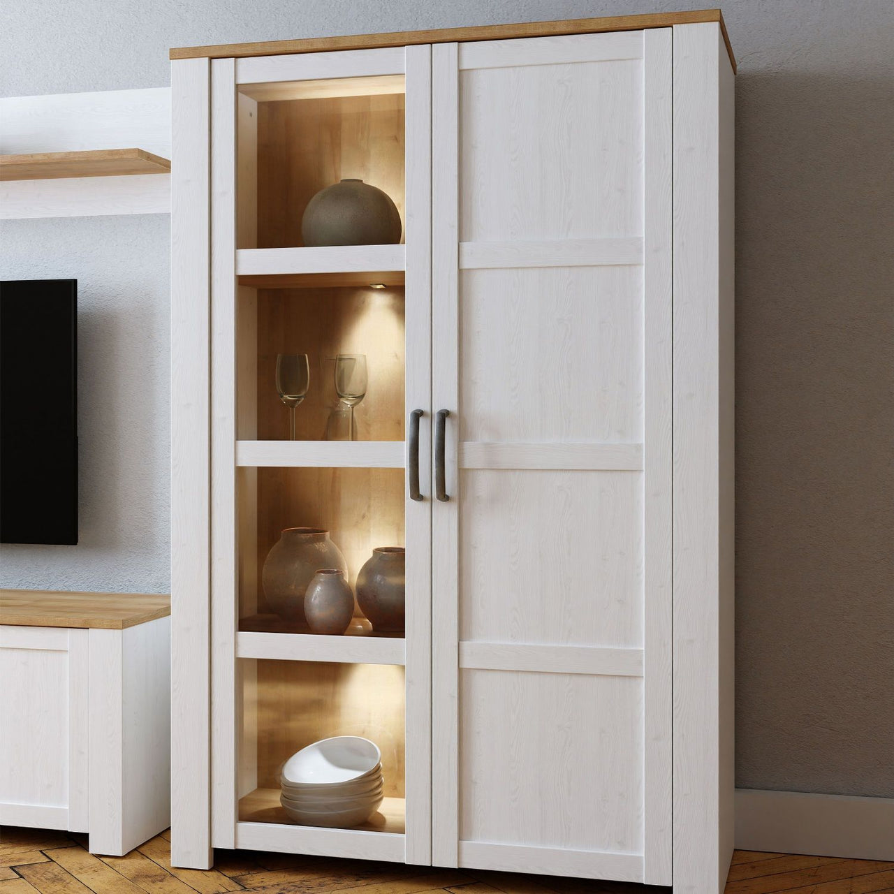 Bohol Display Cabinet in Riviera Oak White