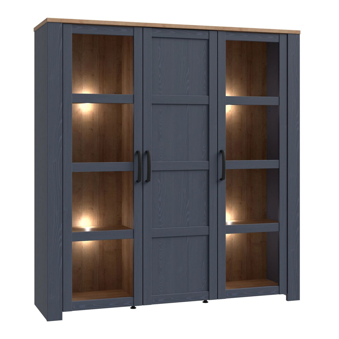 Bohol Large Display Cabinet in Riviera Oak Navy