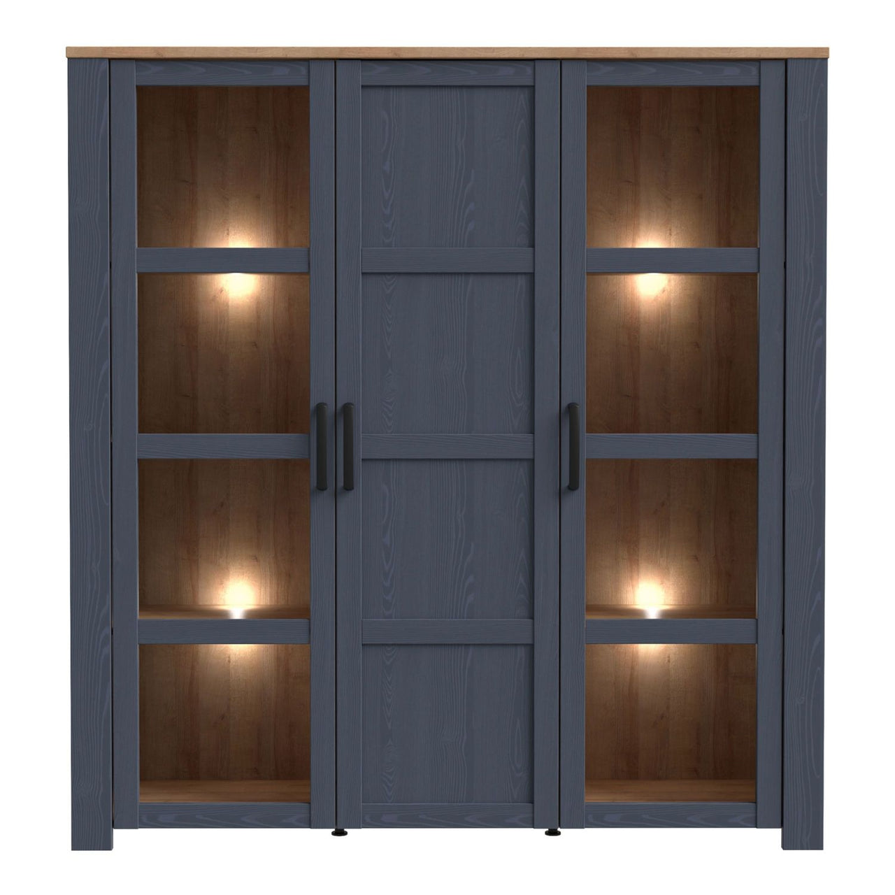 Bohol Large Display Cabinet in Riviera Oak Navy