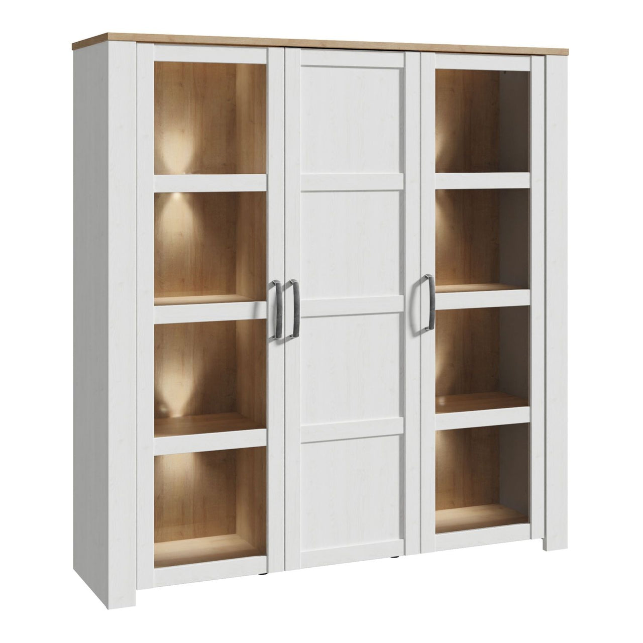 Bohol Large Display Cabinet in Riviera Oak White