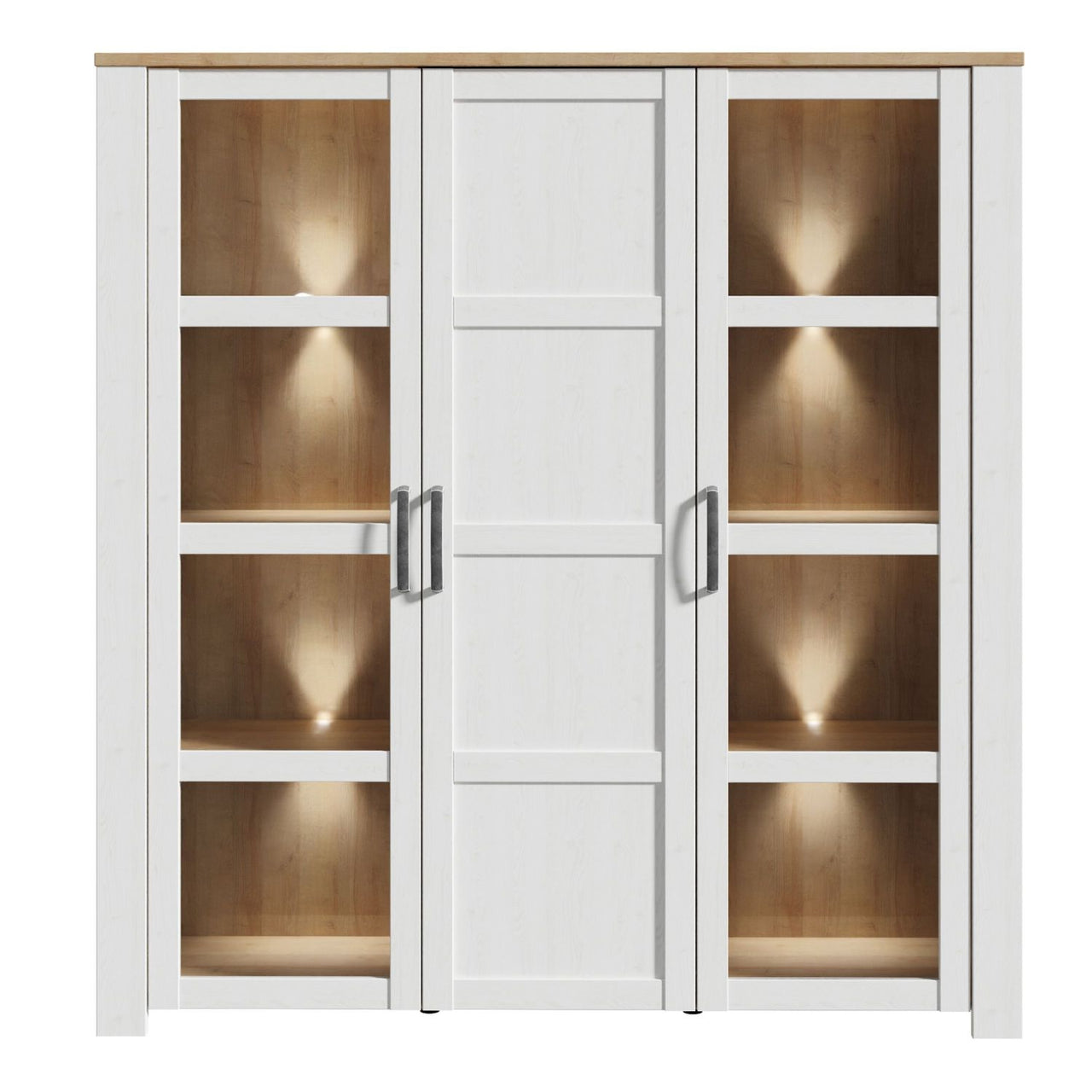 Bohol Large Display Cabinet in Riviera Oak White