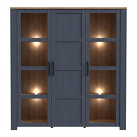 Thumbnail for Bohol Large Display Cabinet inc. 4x LED Lights in Riviera Oak Navy