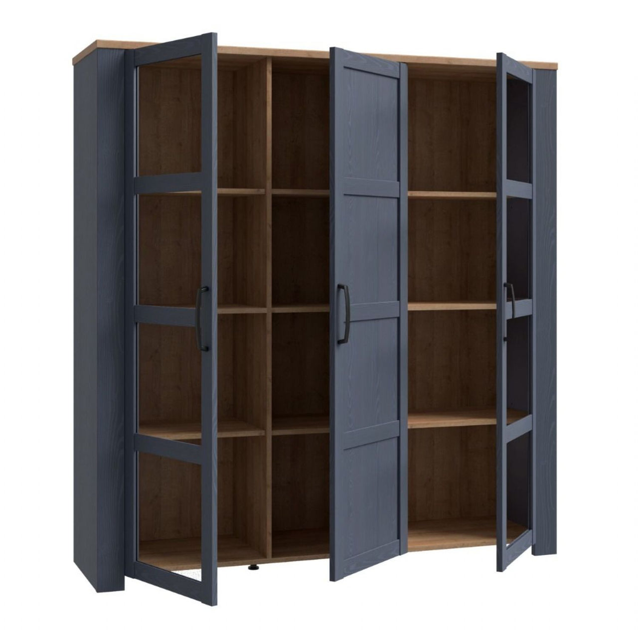 Bohol Large Display Cabinet inc. 4x LED Lights in Riviera Oak Navy